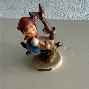 Apple Tree Girl Figurine with Red and Blue Accents. Bundle sand save.